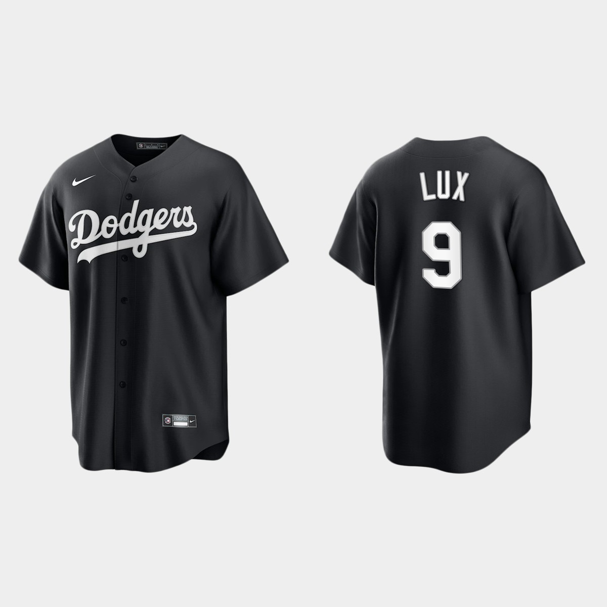 Men's Los Angeles Dodgers Gavin Lux Black White 2021 All Black Fashion Jersey