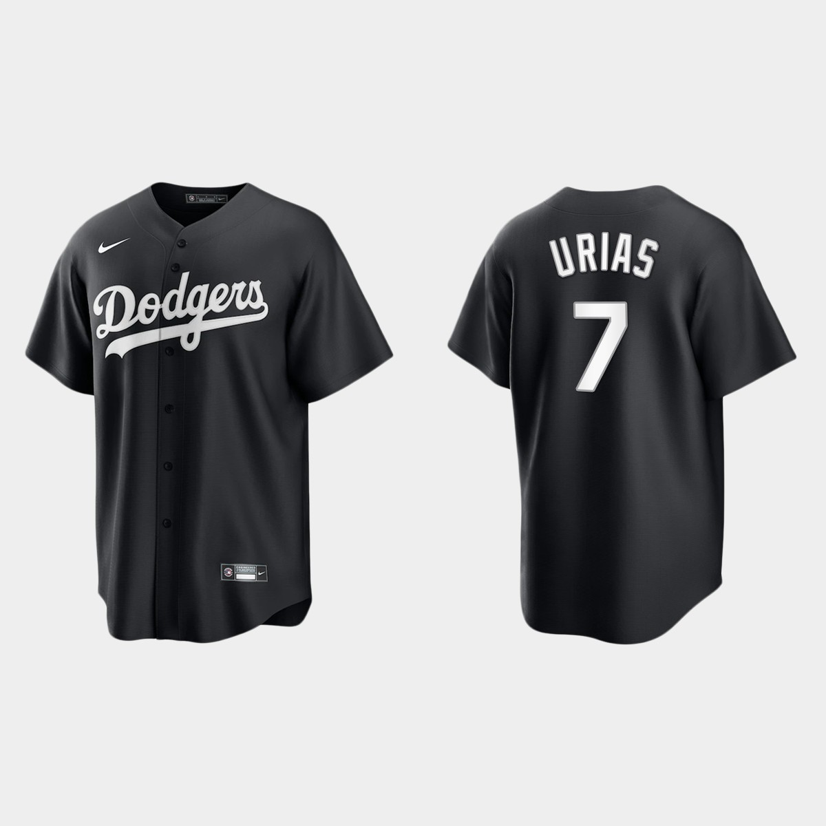 Men's Los Angeles Dodgers Julio Urias Black White 2021 All Black Fashion Jersey