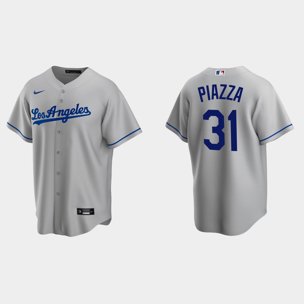Men's Los Angeles Dodgers Mike Piazza Road Jersey - Gray