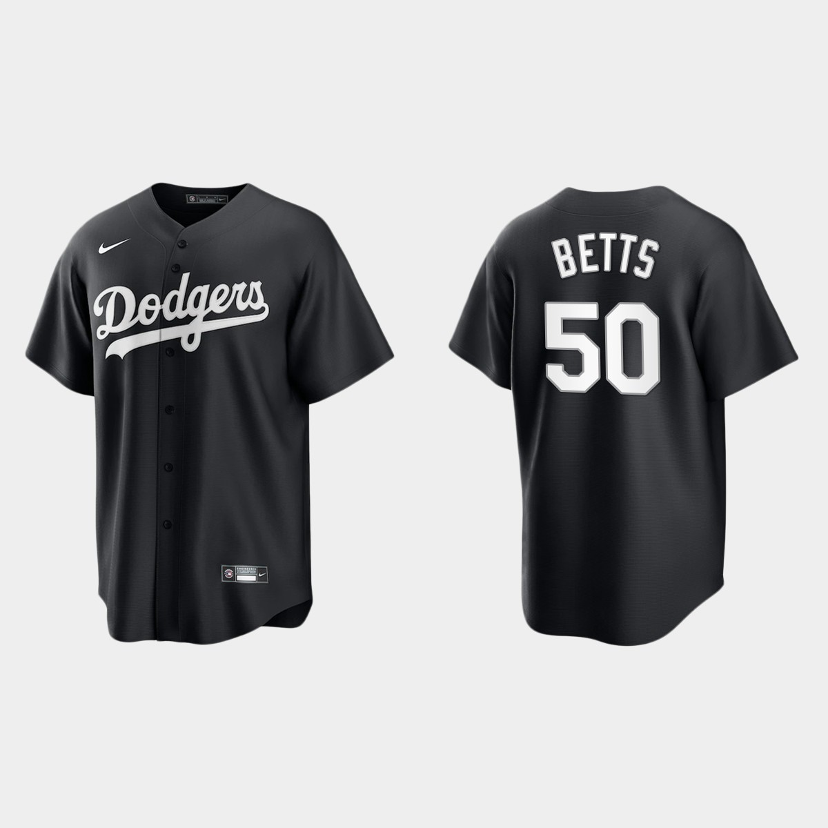 Men's Los Angeles Dodgers Mookie Betts Black White 2021 All Black Fashion Jersey