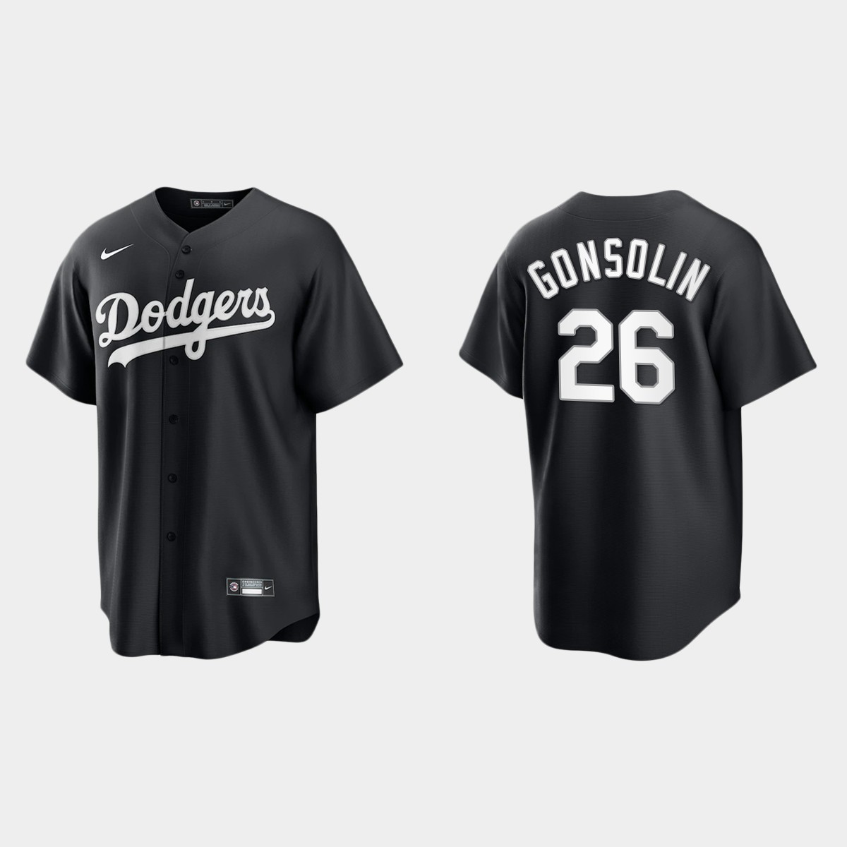 Men's Los Angeles Dodgers Tony Gonsolin Black White 2021 All Black Fashion Jersey