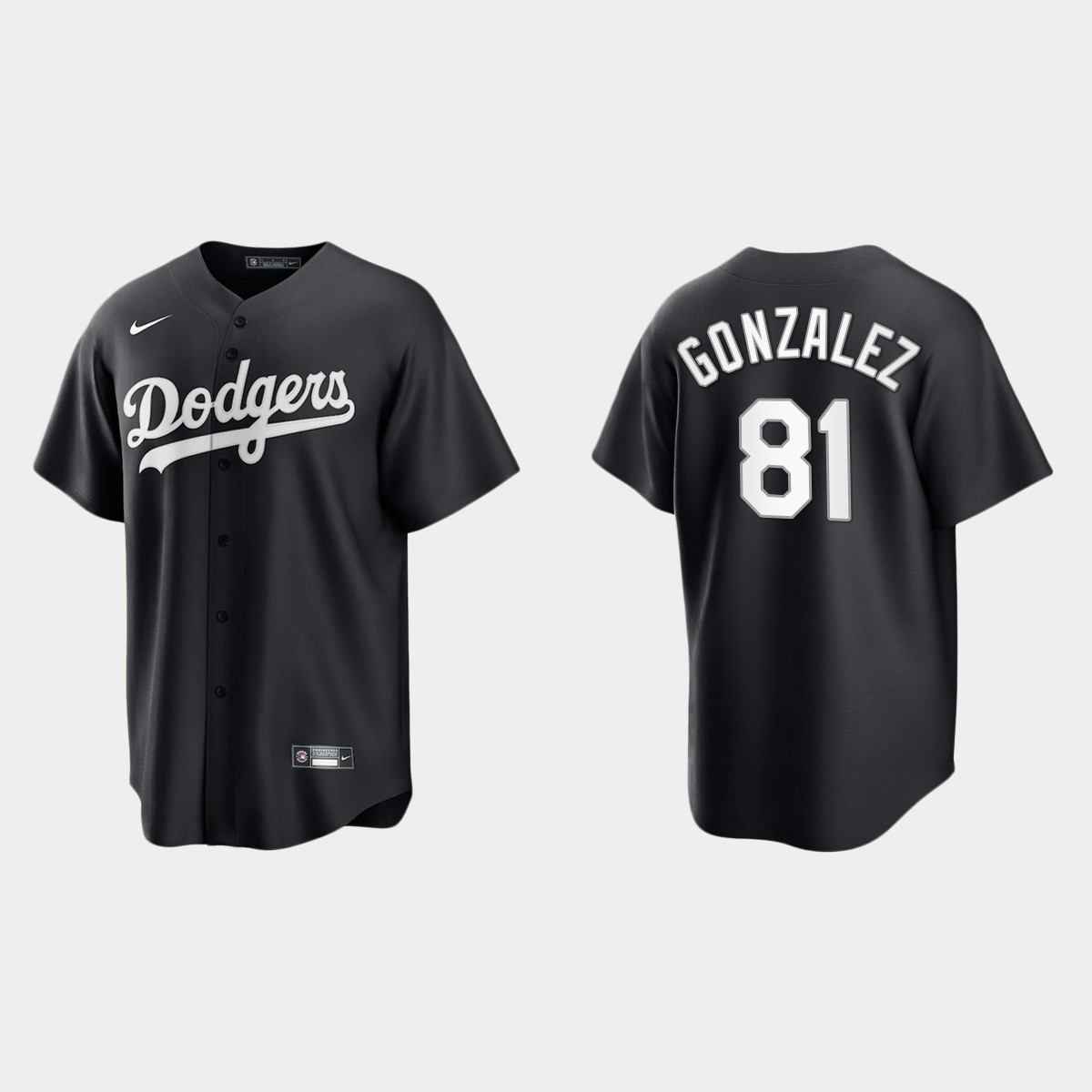 Men's Los Angeles Dodgers Victor Gonzalez Black White 2021 All Black Fashion Jersey