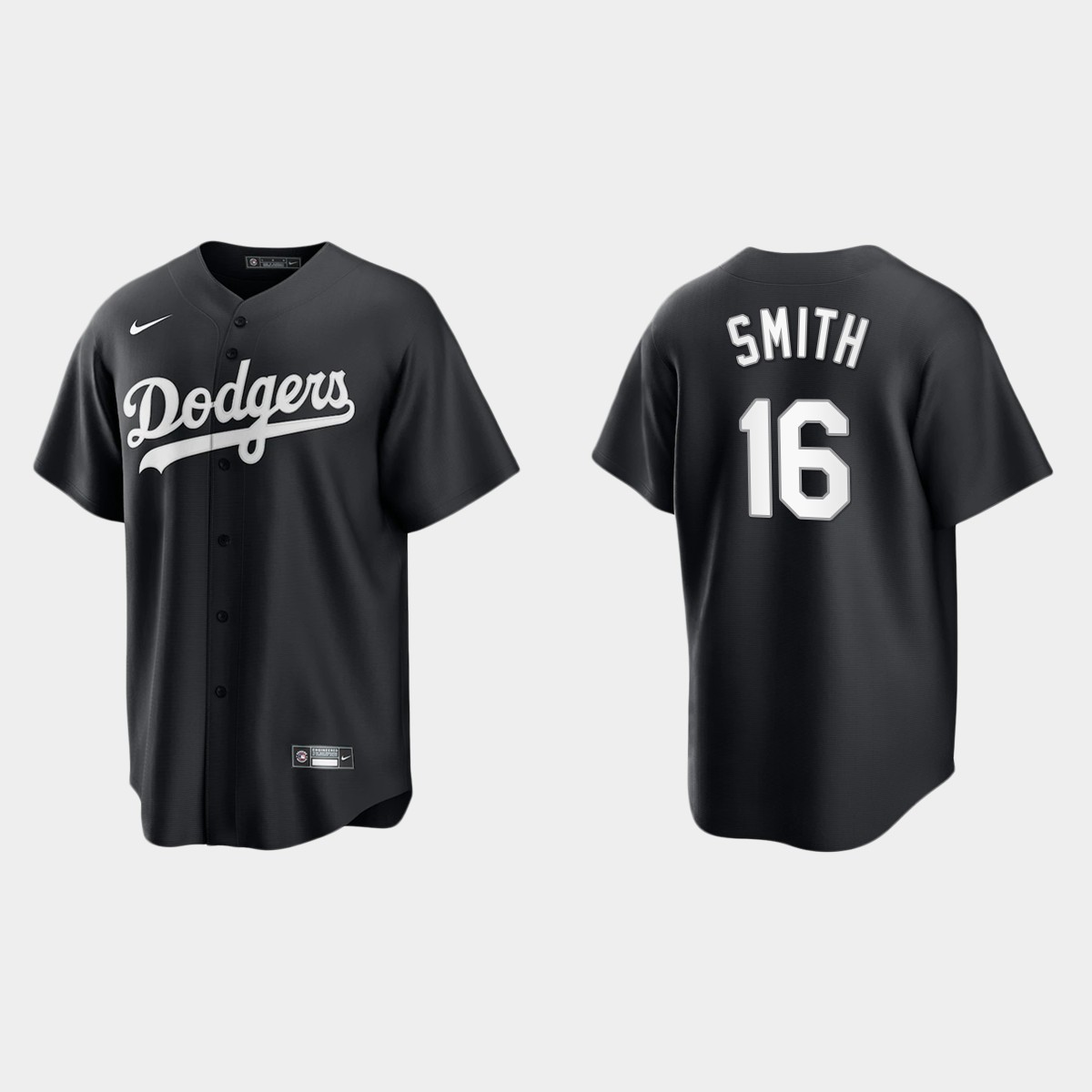 Men's Los Angeles Dodgers Will Smith Black White 2021 All Black Fashion Jersey