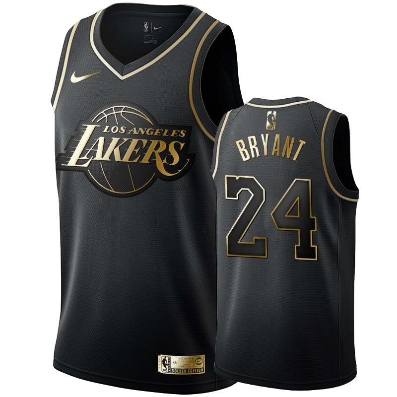 Men's Los Angeles Lakers Kobe Bryant Black #24 Golden Edition Swingman Jersey