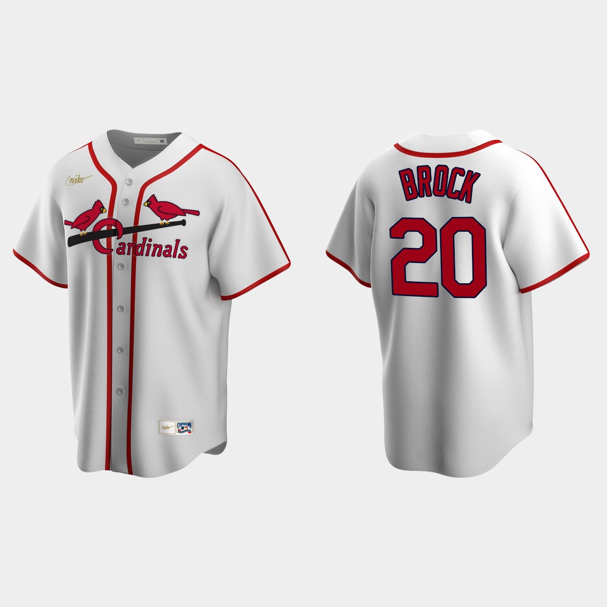 Men's Lou Brock #20 St. Louis Cardinals Cooperstown Collection Home Jersey - White