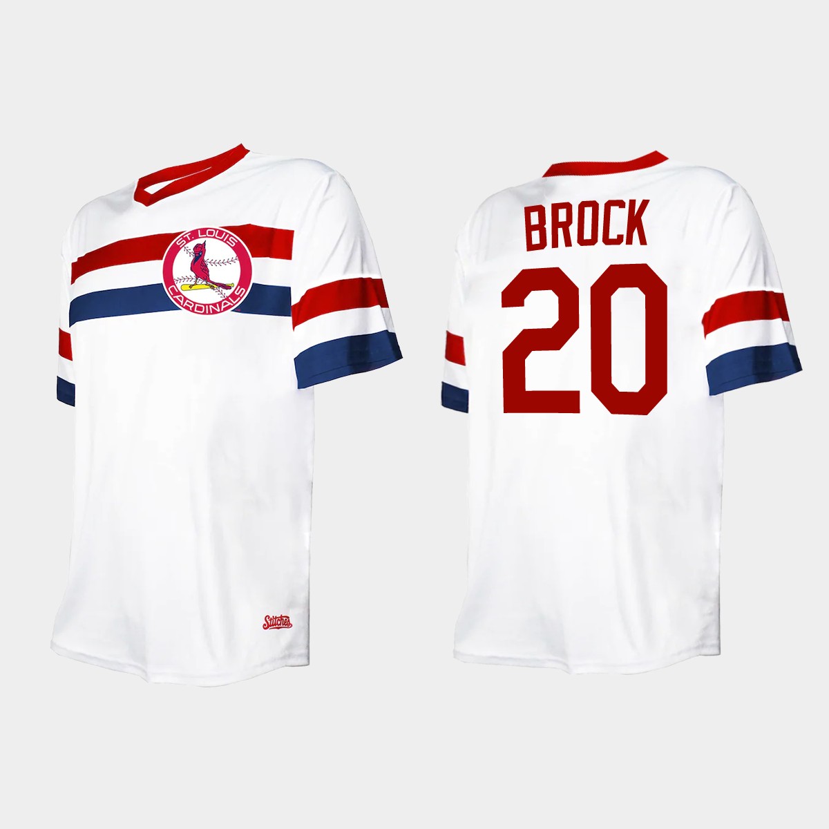 Men's Lou Brock St. Louis Cardinals Cooperstown Collection V-Neck Jersey - White