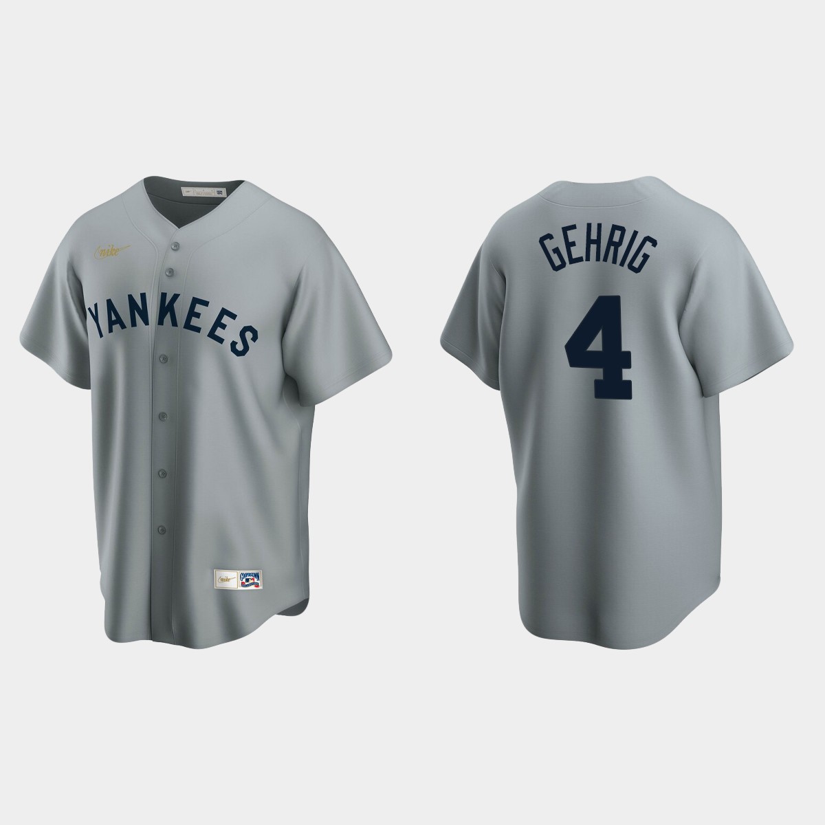 Men's Lou Gehrig #4 New York Yankees Cooperstown Collection Road Jersey - Gray