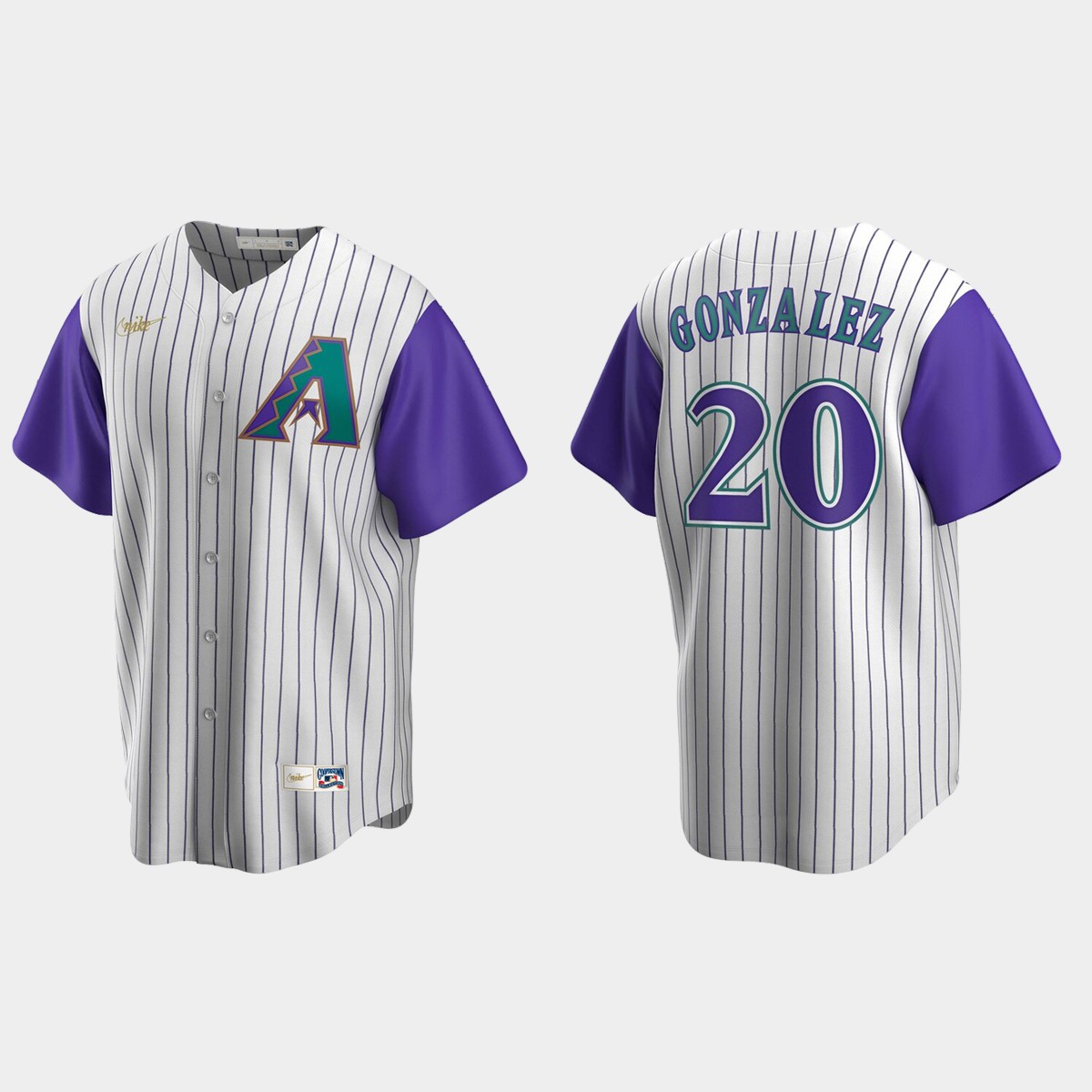 Men's Luis Gonzalez Arizona Diamondbacks Cooperstown Collection Alternate Jersey - Cream Purple