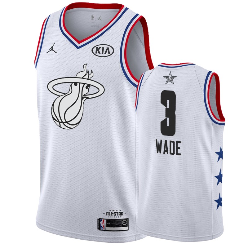 Men's Miami Heat #3 Dwyane Wade 2019 All-Star Jersey - White