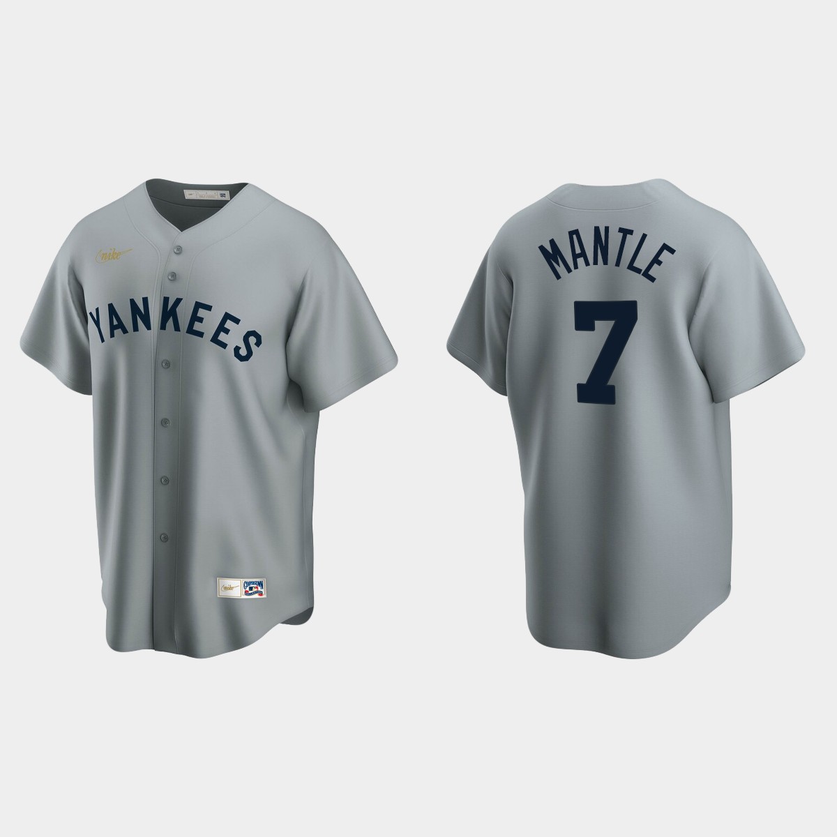 Men's Mickey Mantle #7 New York Yankees Cooperstown Collection Road Jersey - Gray