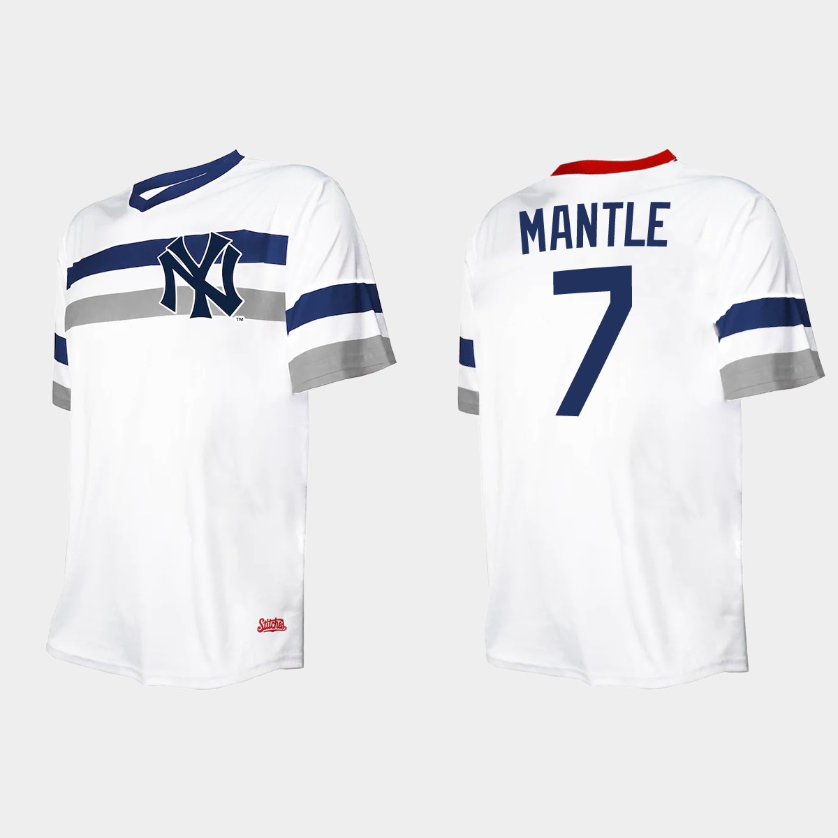 Men's Mickey Mantle New York Yankees Cooperstown Collection V-Neck Jersey - White