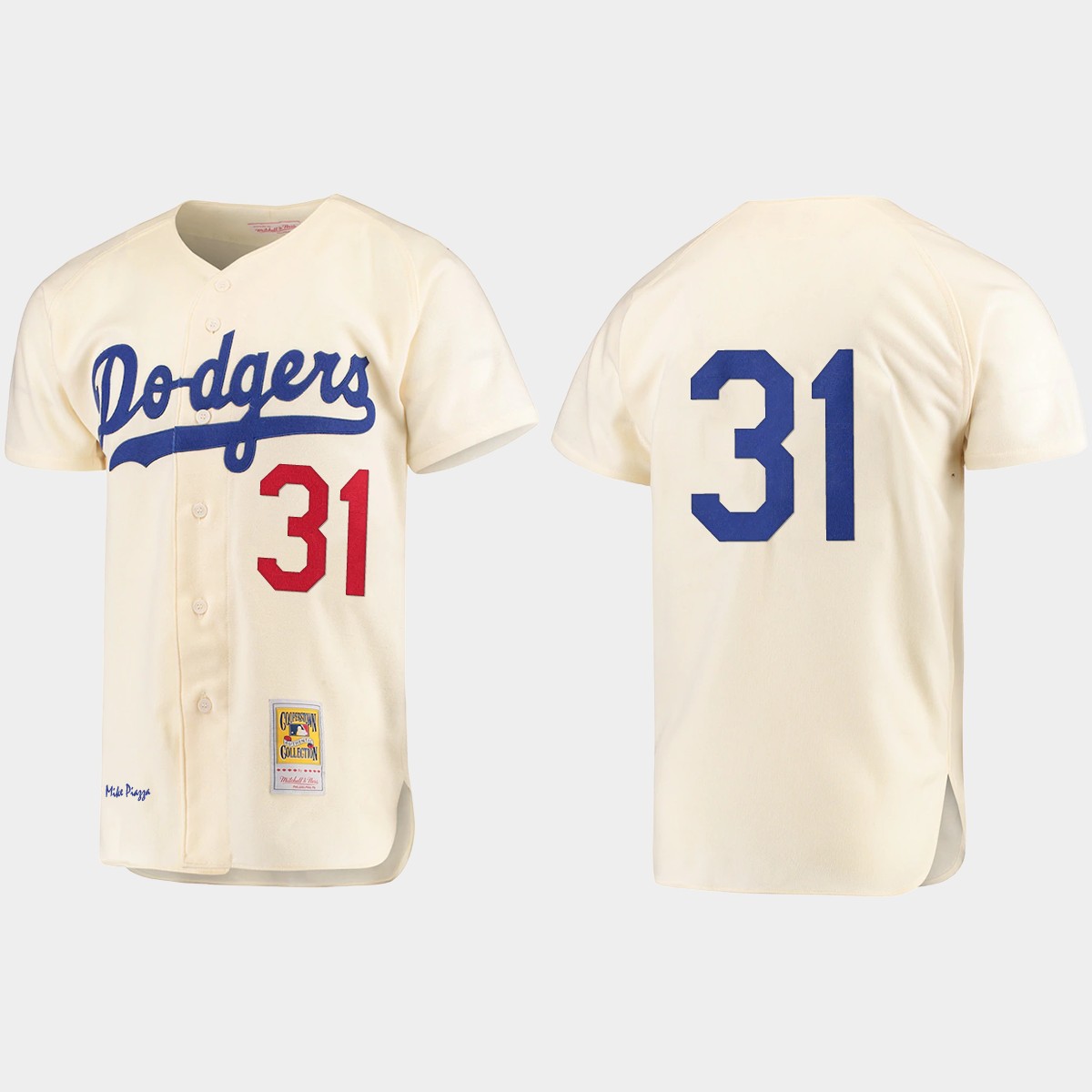 Men's Mike Piazza Brooklyn Dodgers Cooperstown Collection Jersey - Cream
