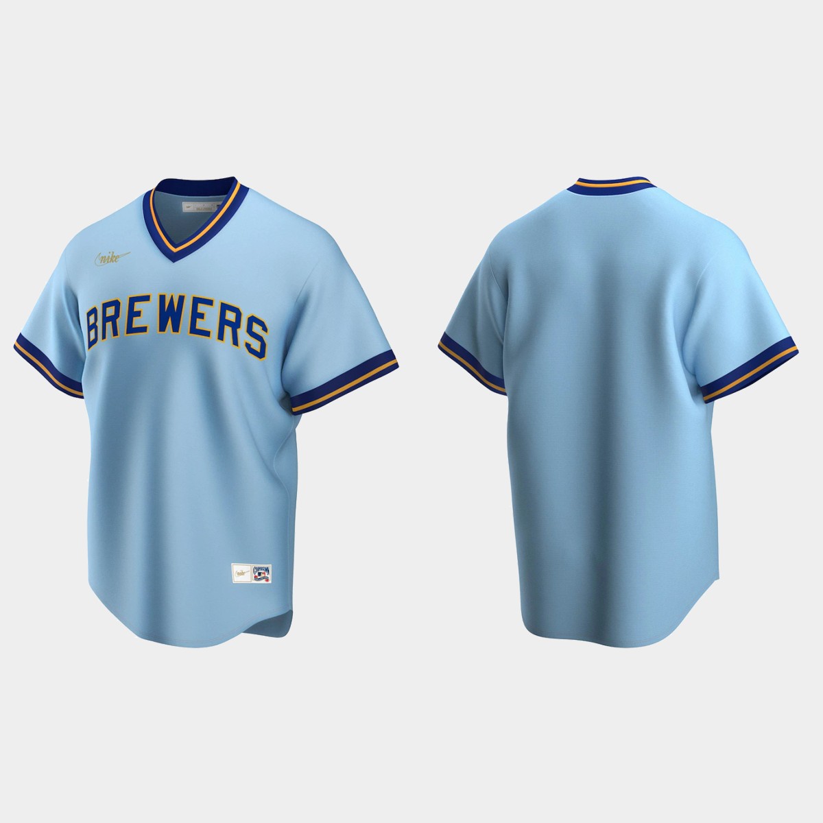 Men's Milwaukee Brewers Cooperstown Collection Road Jersey - Powder Blue