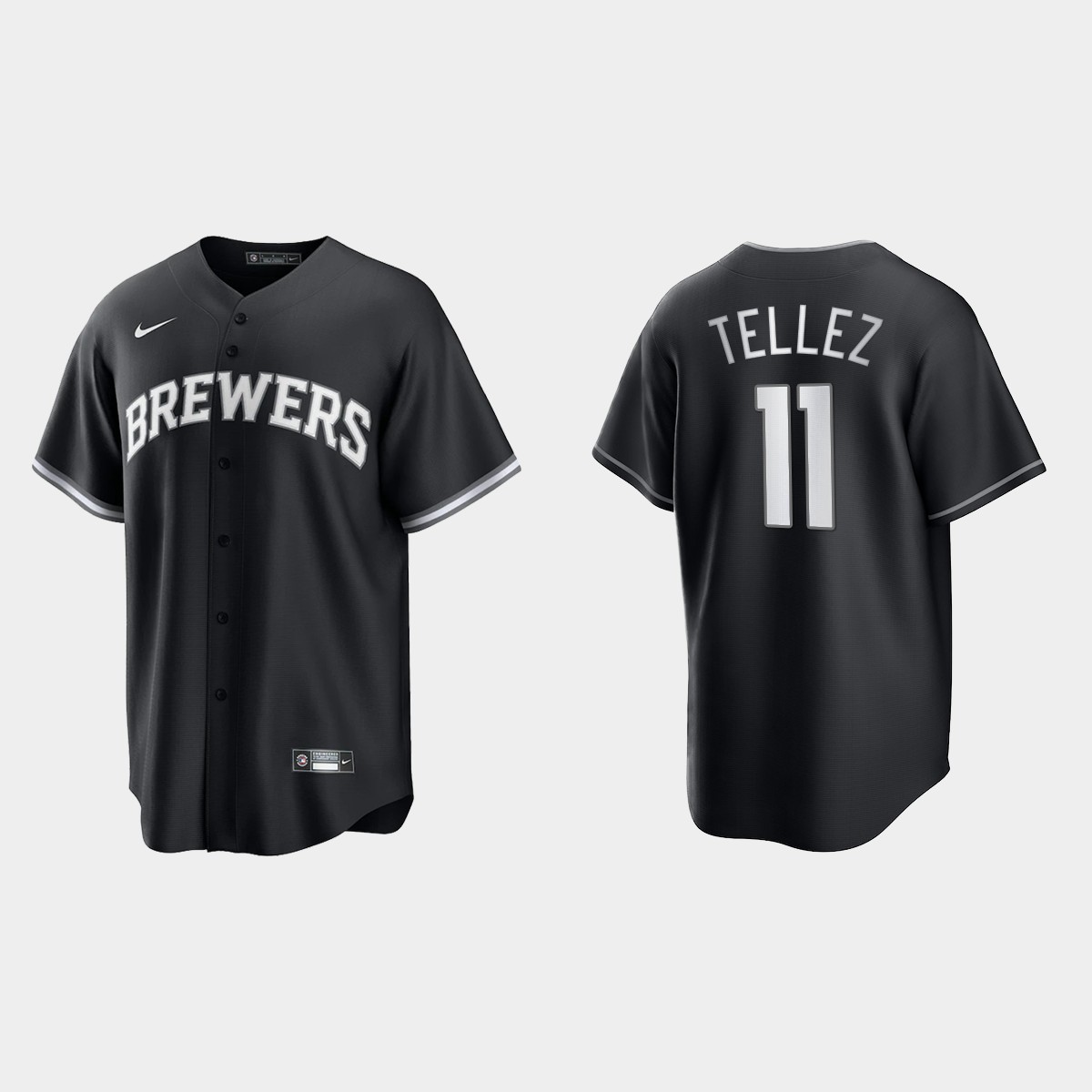 Men's Milwaukee Brewers Rowdy Tellez Black White 2021 All Black Fashion Jersey