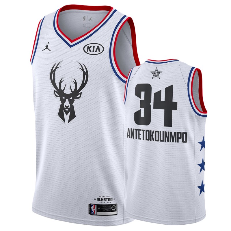 Men's Milwaukee Bucks #34 Giannis Antetokounmpo 2019 All-Star Jersey - White
