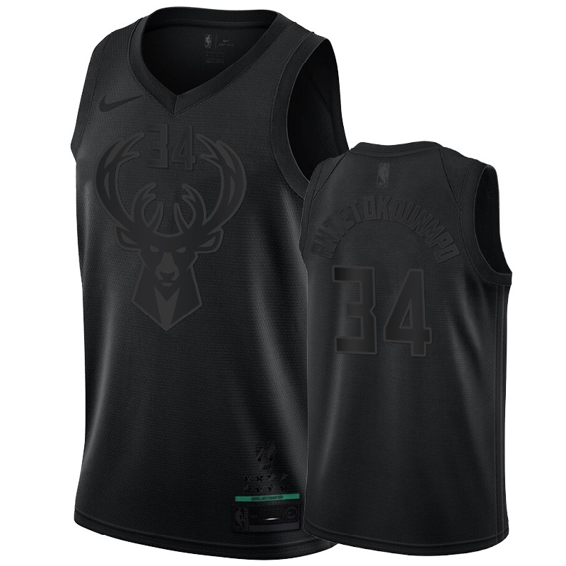 Men's Milwaukee Bucks #34 Giannis Antetokounmpo 2019 MVP Jersey - Black