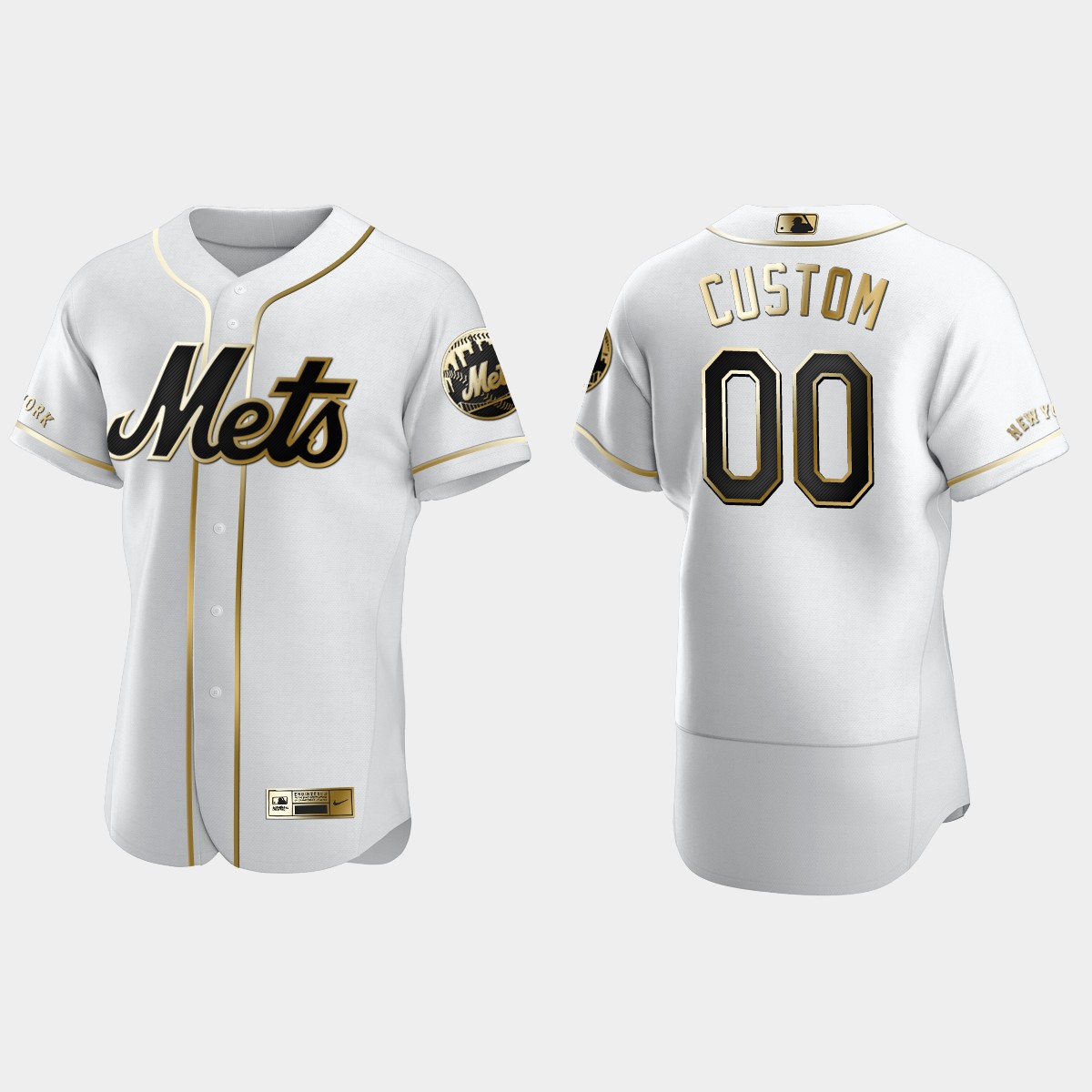 Men's New York Mets Custom Golden Edition Jersey - White