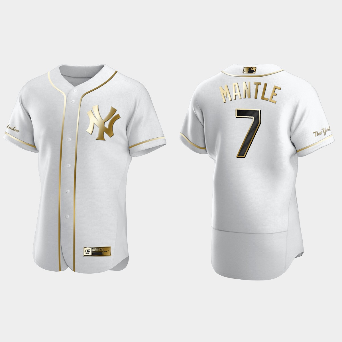 Men's New York Yankees Mickey Mantle Golden Edition Jersey - White