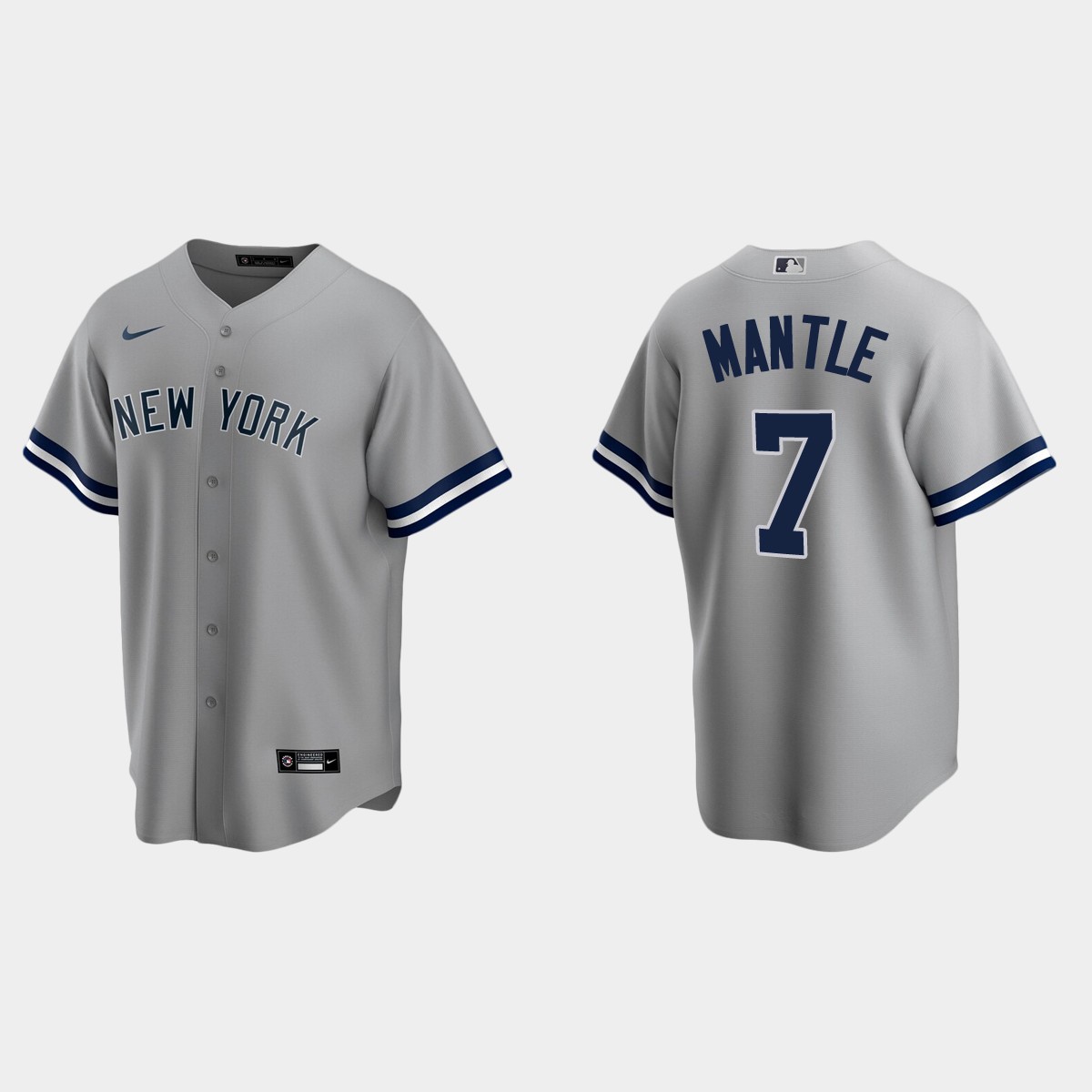 Men's New York Yankees Mickey Mantle Road Jersey - Gray