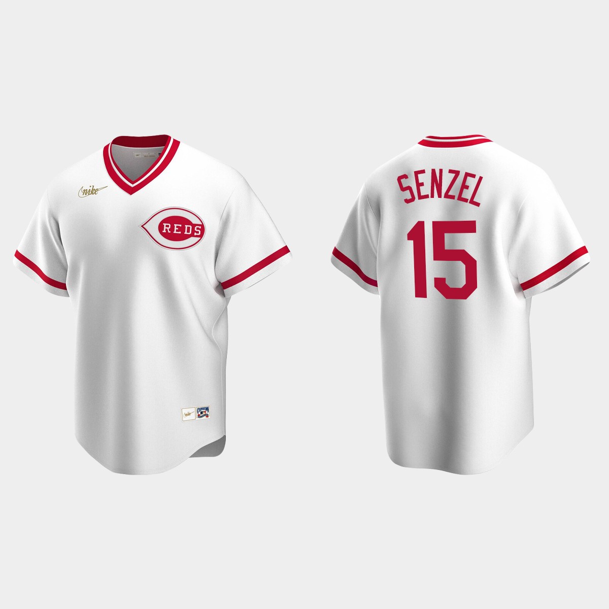 Men's Nick Senzel #15 Cincinnati Reds Cooperstown Collection Home Jersey - White