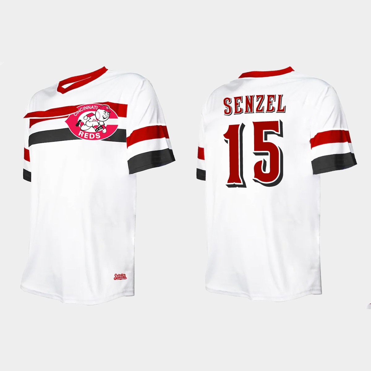 Men's Nick Senzel Cincinnati Reds Cooperstown Collection V-Neck Jersey - White