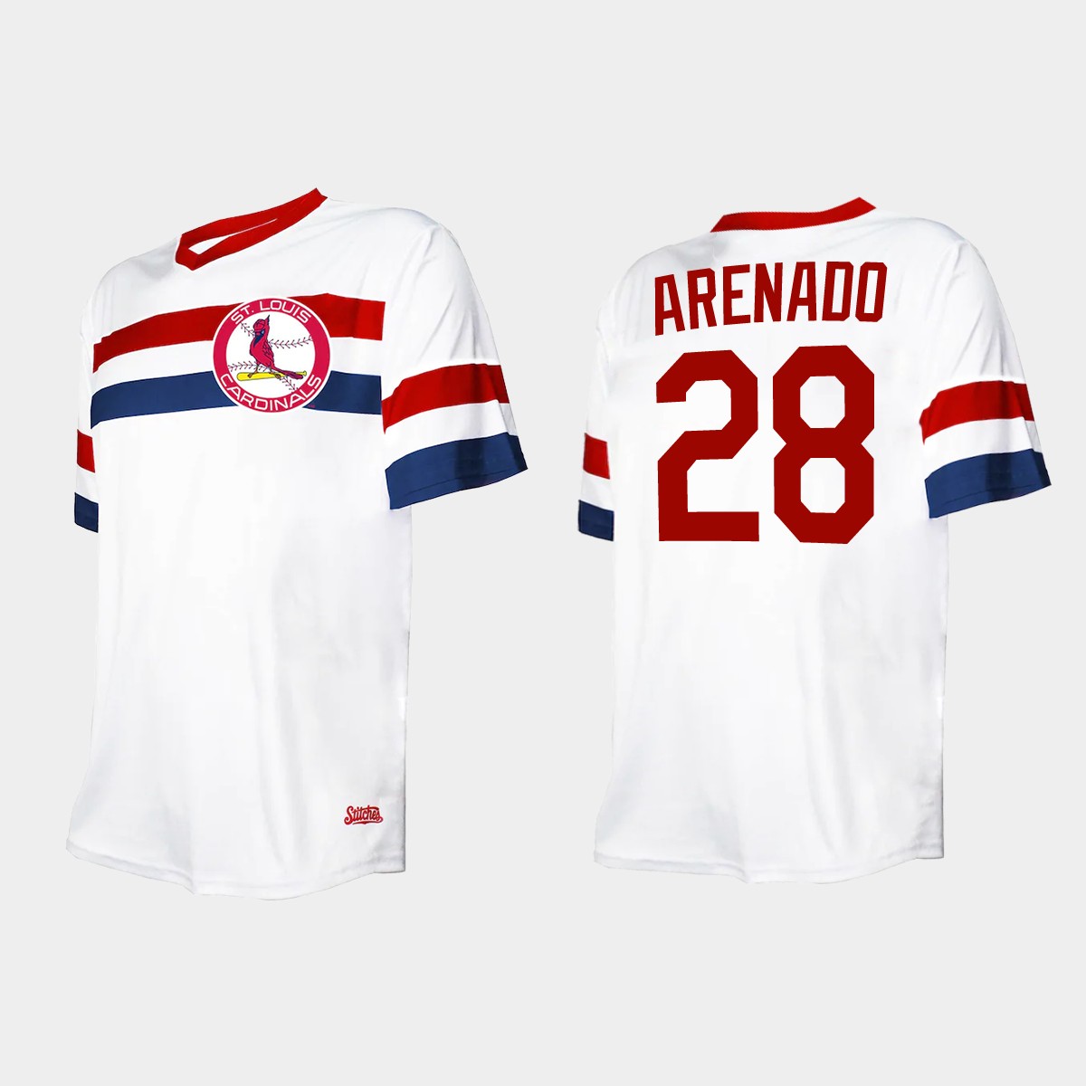 Men's Nolan Arenado St. Louis Cardinals Cooperstown Collection V-Neck Jersey - White