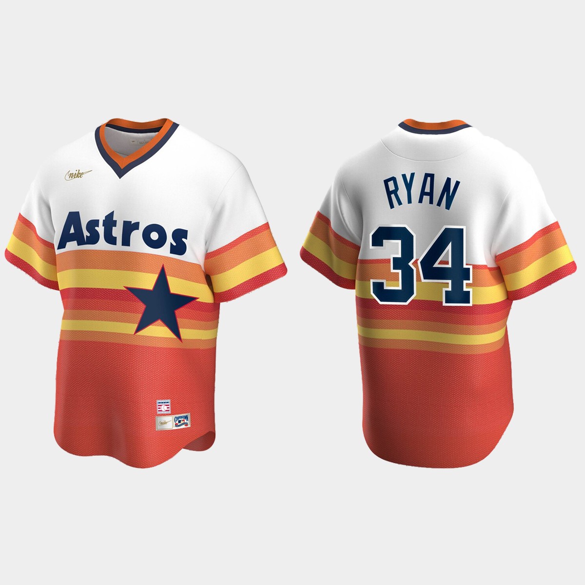 Men's Nolan Ryan Houston Astros Cooperstown Collection Home Jersey - White Orange