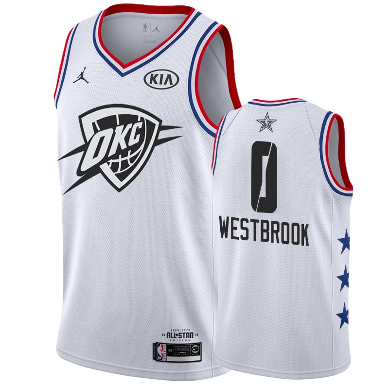 Men's Oklahoma City Thunder #0 Russell Westbrook 2019 All-Star Jersey - White