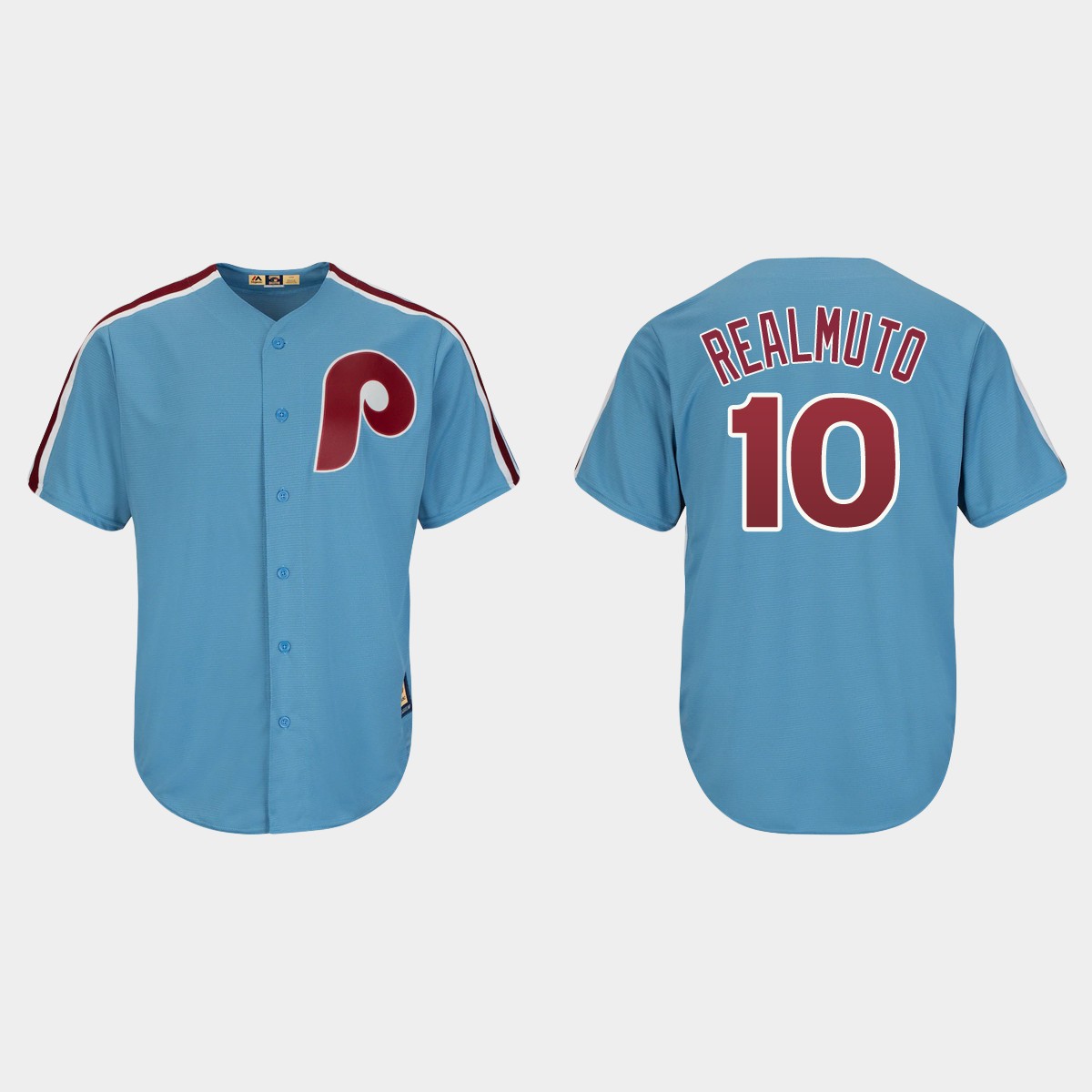 Men's Philadelphia Phillies J.T. Realmuto Light Blue Cooperstown Player Cool Base Jersey