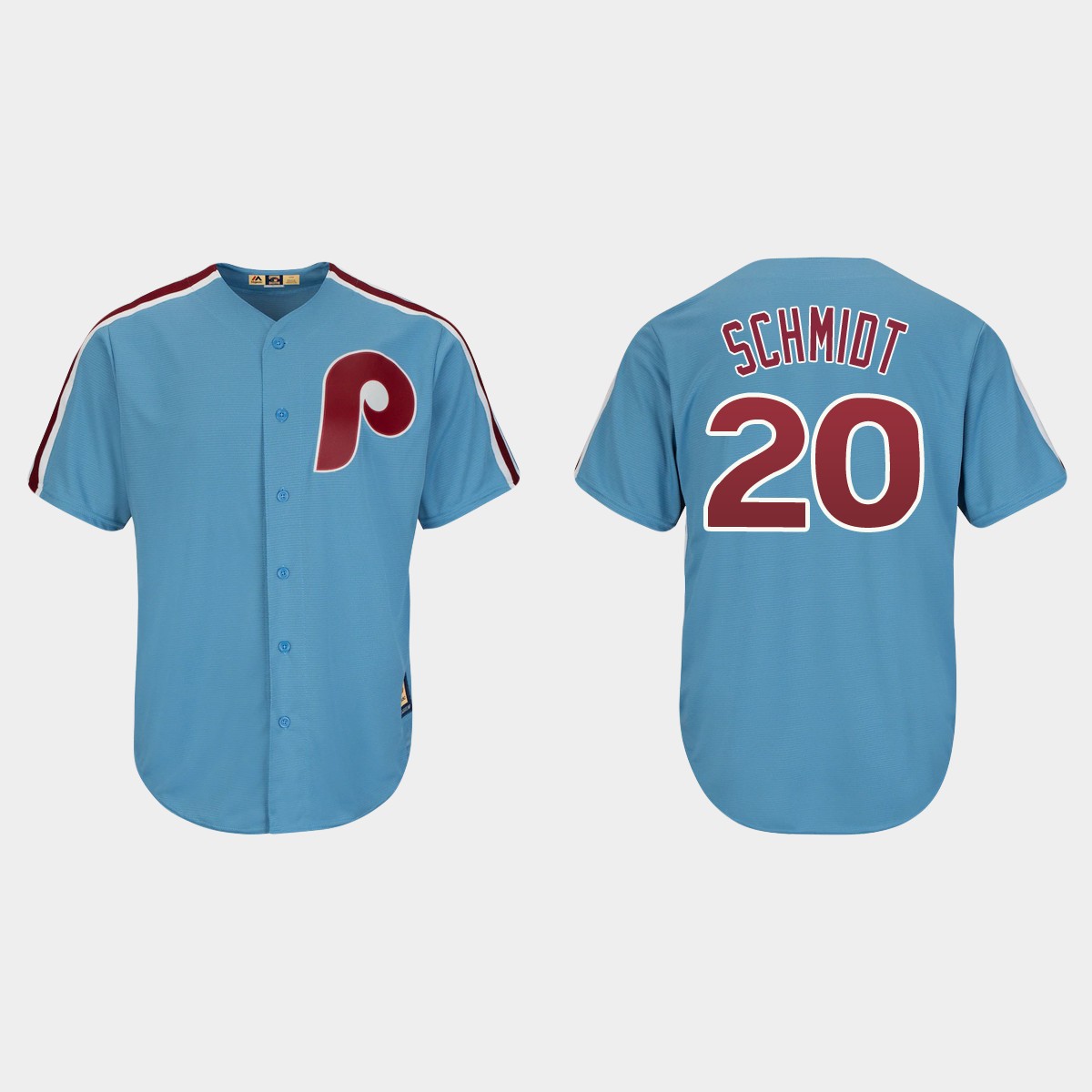 Men's Philadelphia Phillies Mike Schmidt Light Blue Cooperstown Player Cool Base Jersey