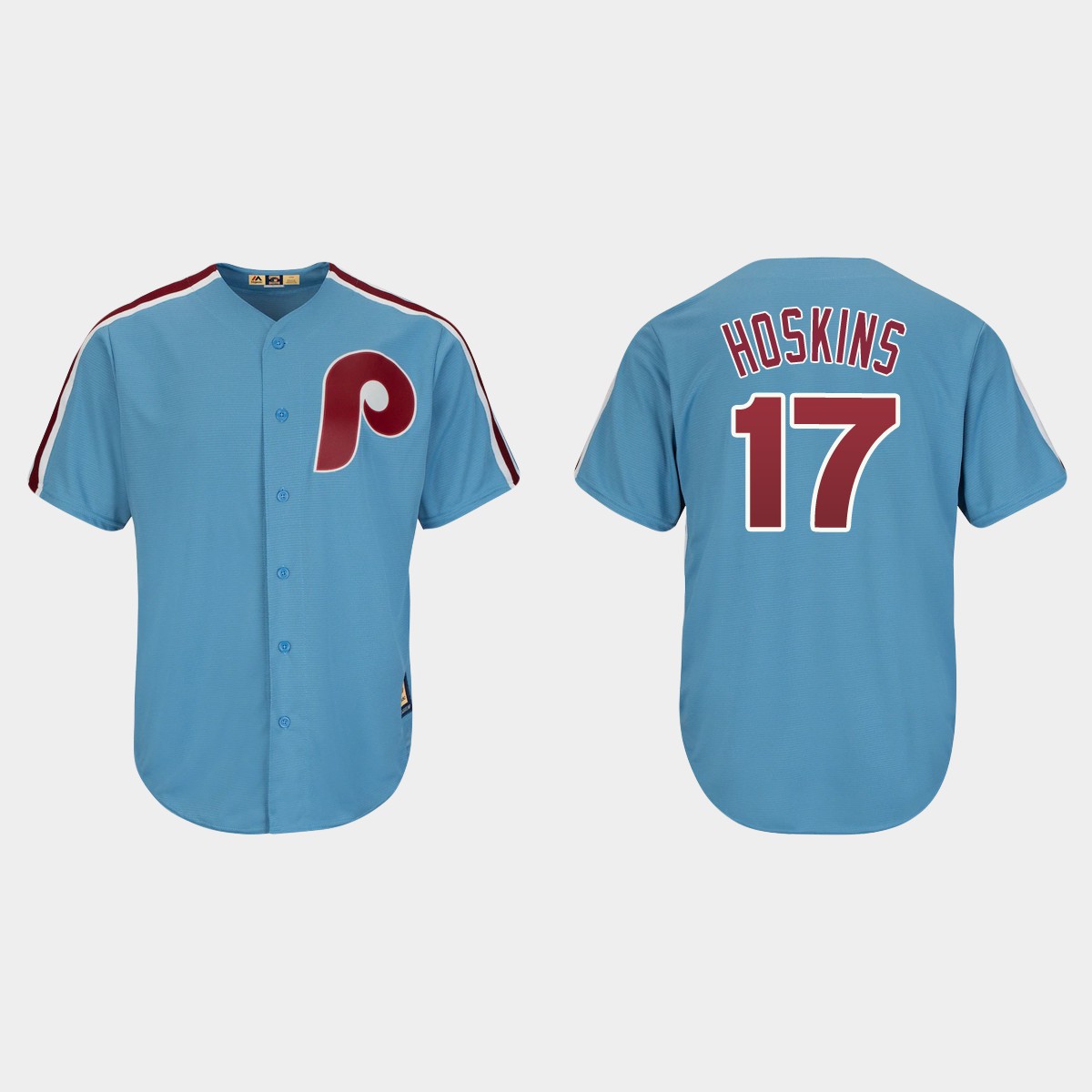 Men's Philadelphia Phillies Rhys Hoskins Light Blue Cooperstown Player Cool Base Jersey