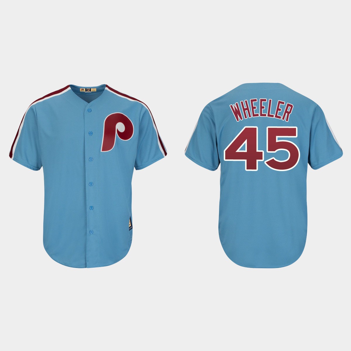 Men's Philadelphia Phillies Zack Wheeler Light Blue Cooperstown Player Cool Base Jersey