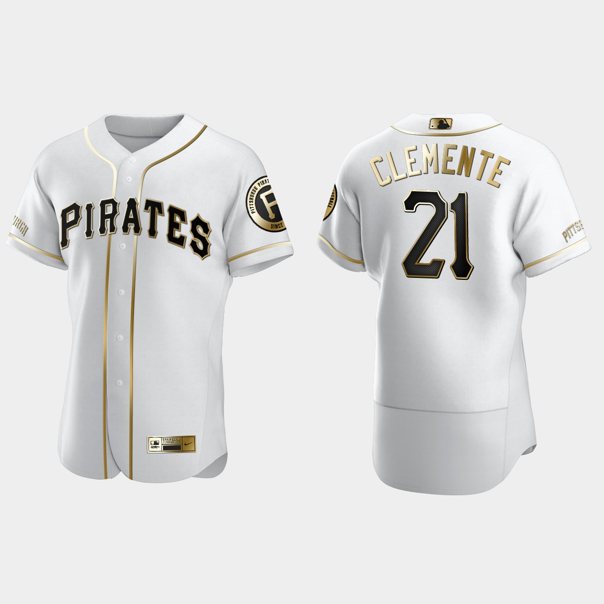 Men's Pittsburgh Pirates Roberto Clemente Golden Edition Jersey - White