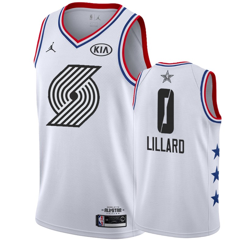 Men's Portland Trail Blazers #0 Damian Lillard 2019 All-Star Jersey - White