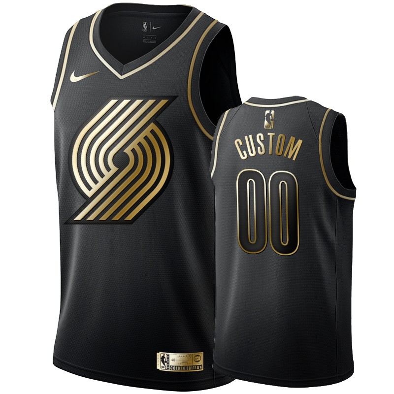 Men's Portland Trail Blazers Custom Black #00 Golden Edition Swingman Jersey