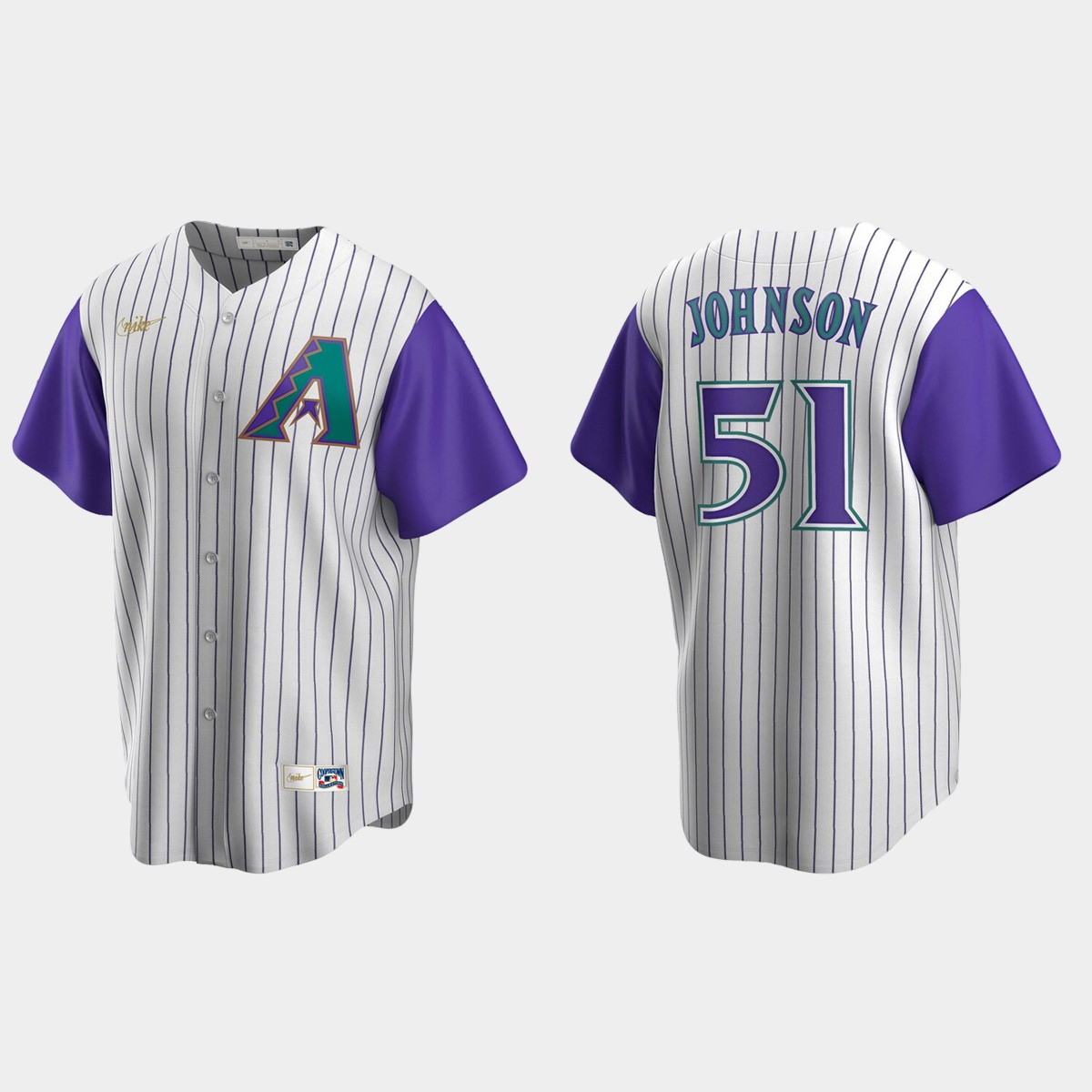 Men's Randy Johnson Arizona Diamondbacks Cooperstown Collection Alternate Jersey - Cream Purple