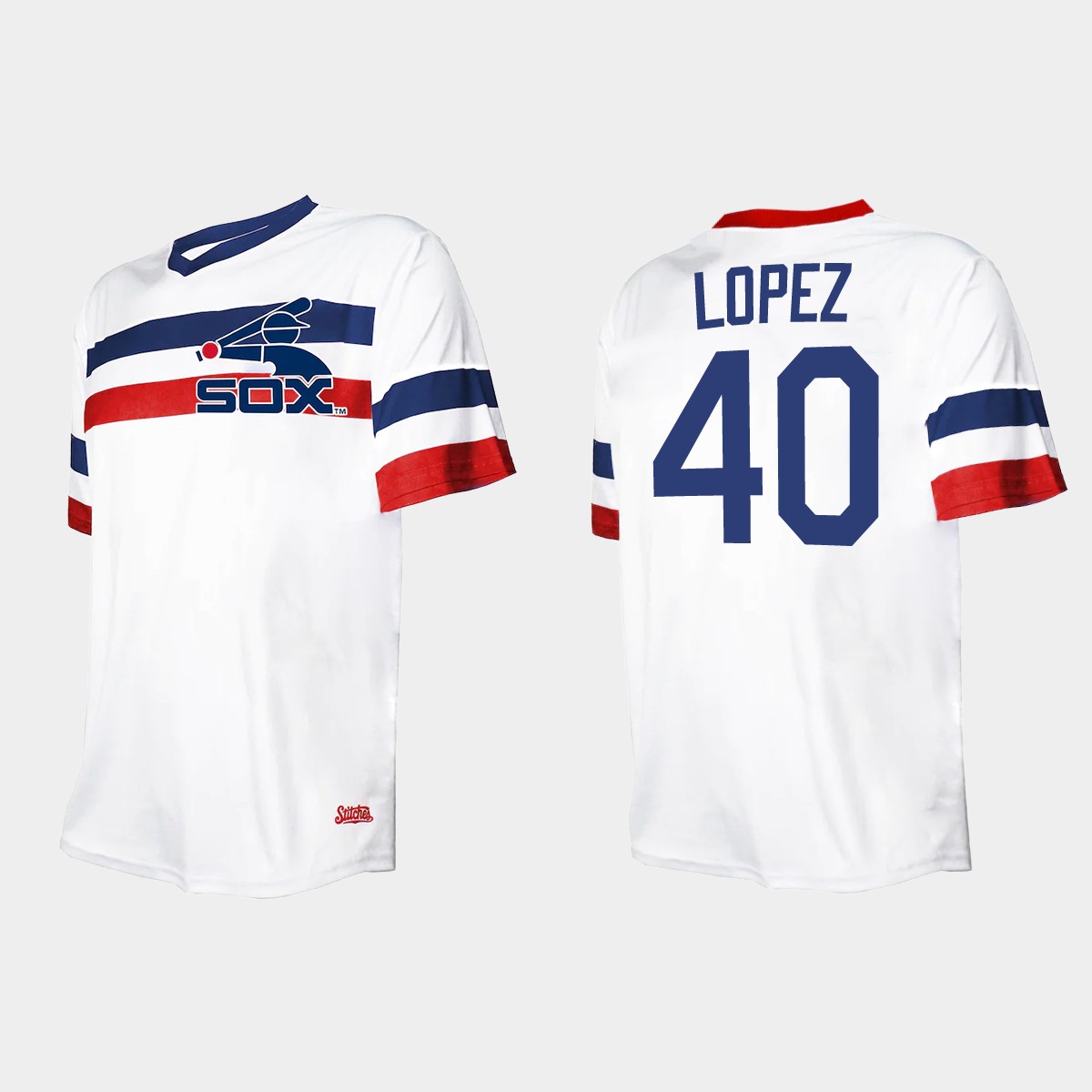 Men's Reynaldo Lopez Chicago White Sox Cooperstown Collection V-Neck Jersey - White