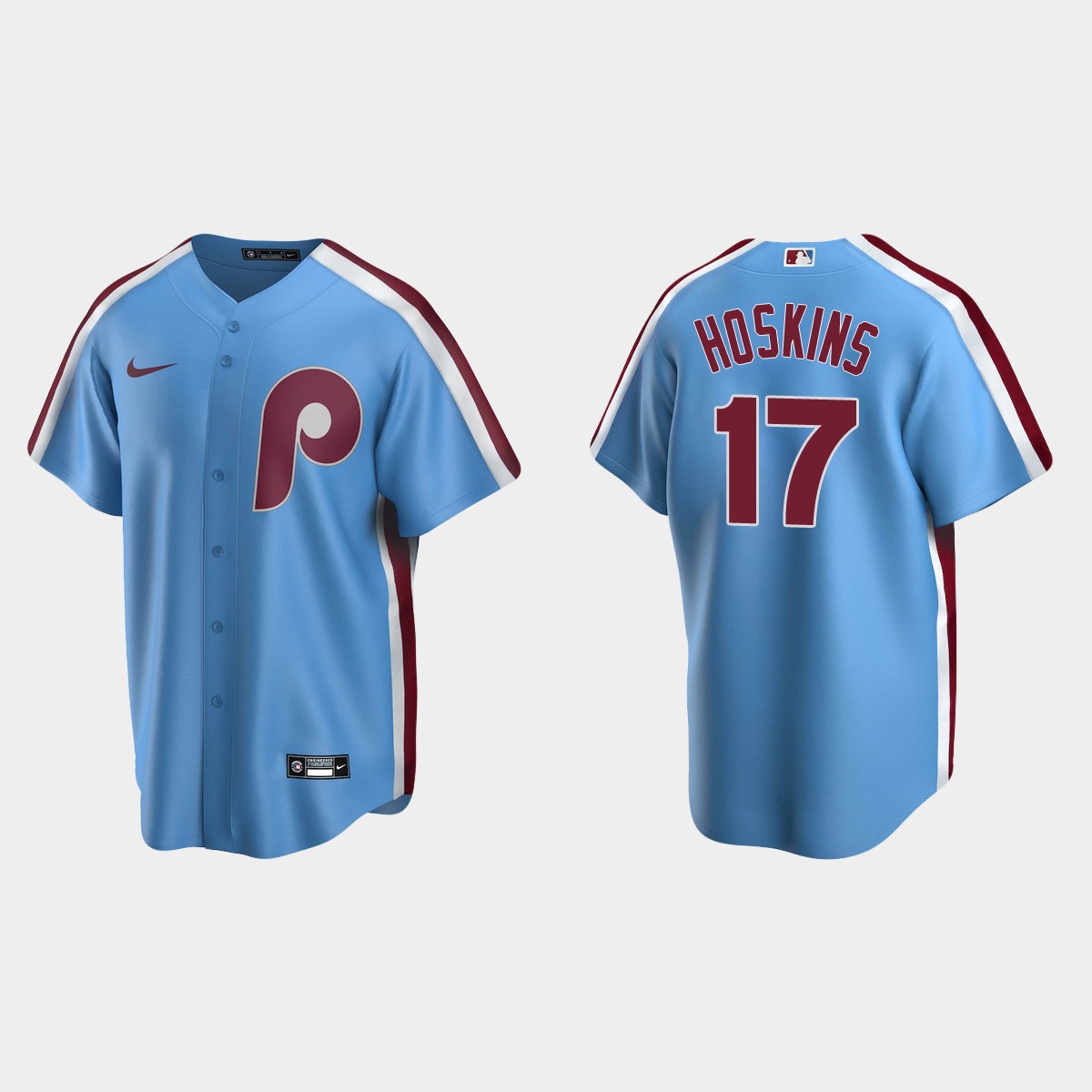 Men's Rhys Hoskins Philadelphia Phillies Cooperstown Collection Road Jersey - Light Blue