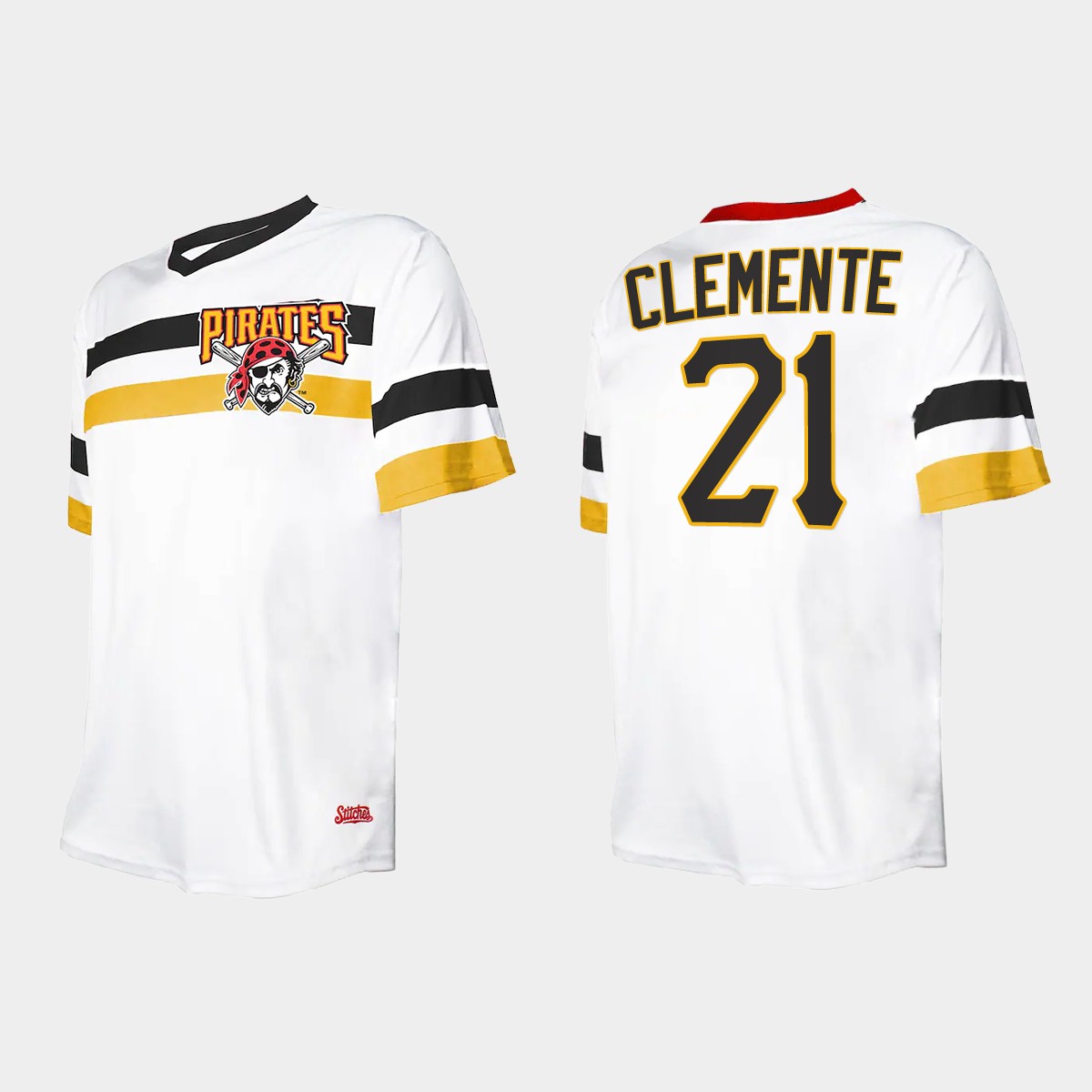 Men's Roberto Clemente Pittsburgh Pirates Cooperstown Collection V-Neck Jersey - White
