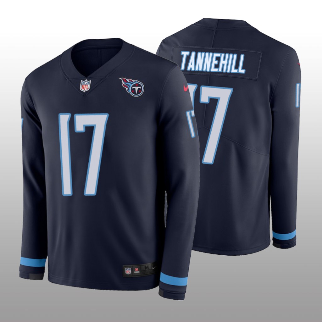 Men's Ryan Tannehill #17 Tennessee Titans Navy Therma Long Sleeve Jersey