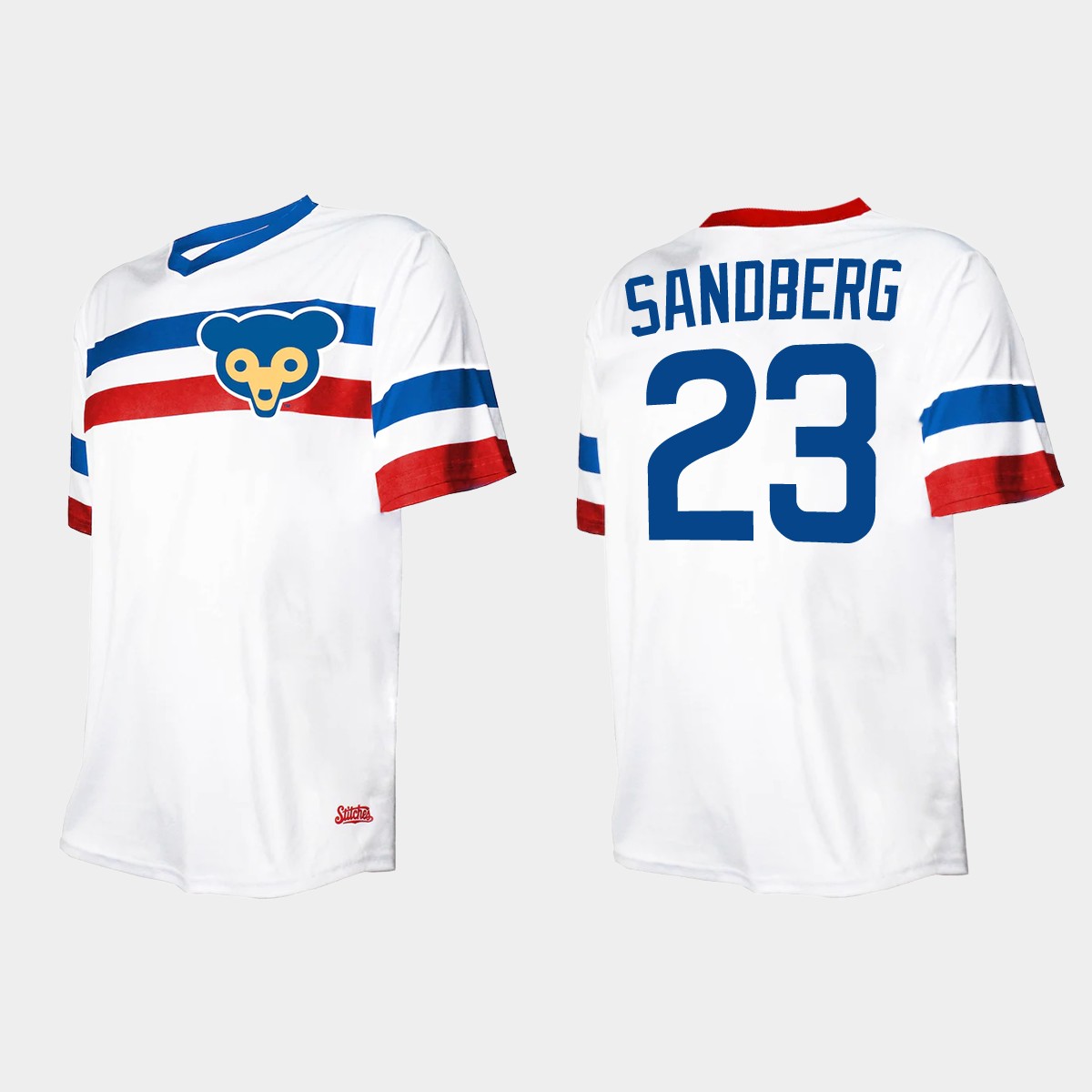 Men's Ryne Sandberg Chicago Cubs Cooperstown Collection V-Neck Jersey - White