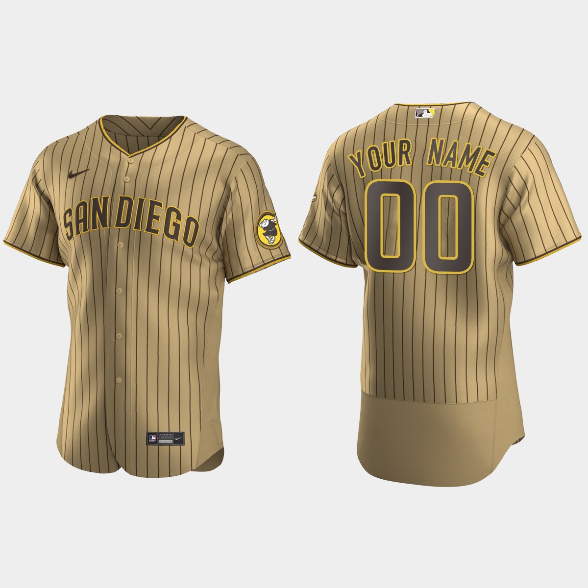 Men's San Diego Padres Tan Brown 2020 Alternate Custom Jersey