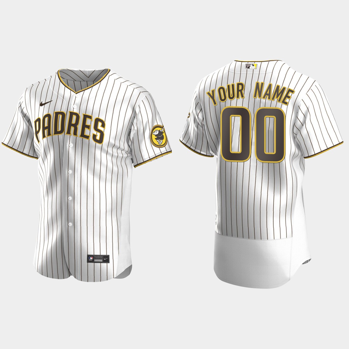 Men's San Diego Padres White Brown 2020 Home Custom Jersey