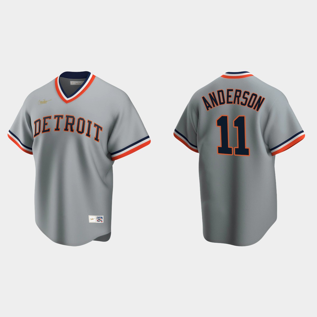 Men's Sparky Anderson #11 Detroit Tigers Cooperstown Collection Road Jersey - Gray