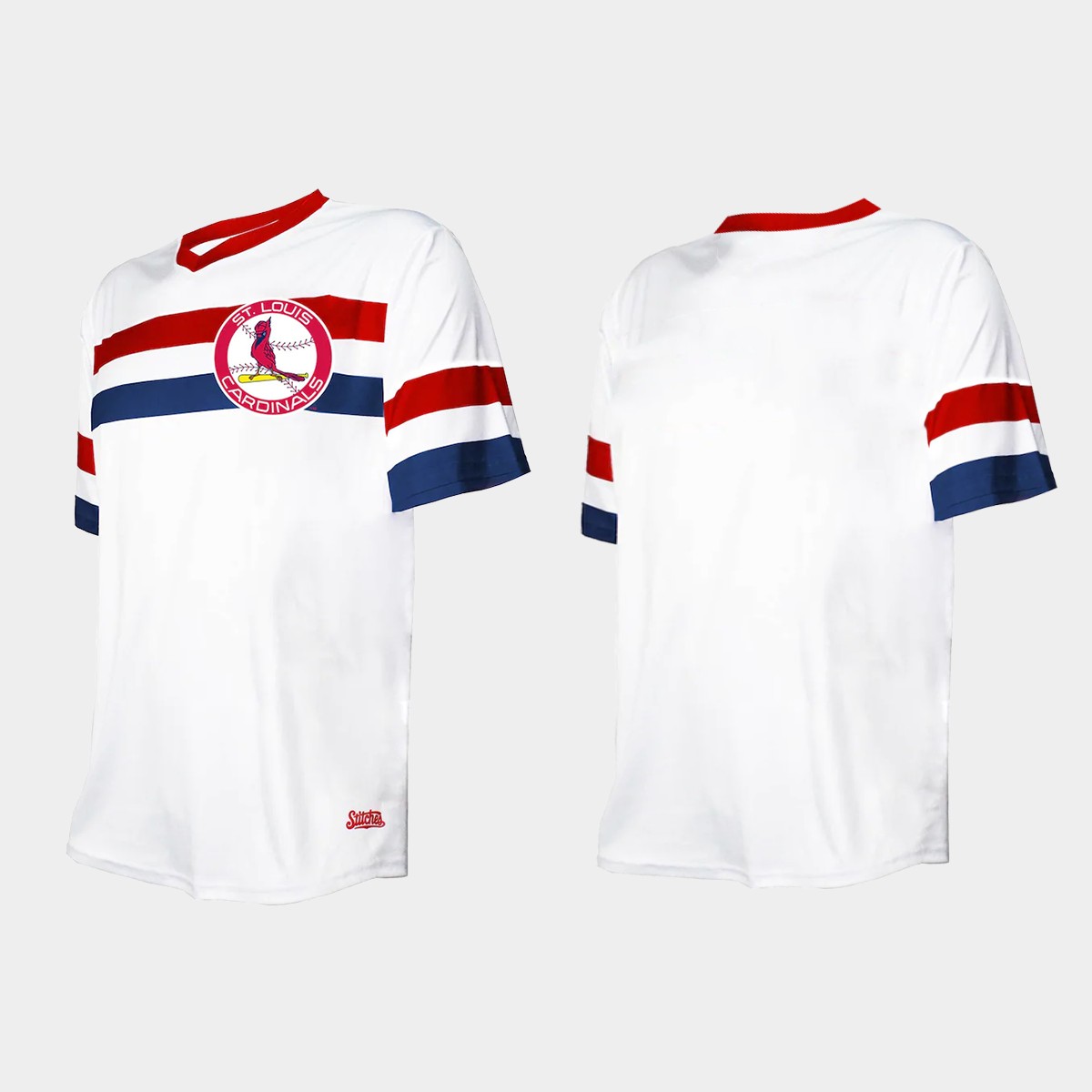 Men's St. Louis Cardinals Cooperstown Collection V-Neck Jersey - White