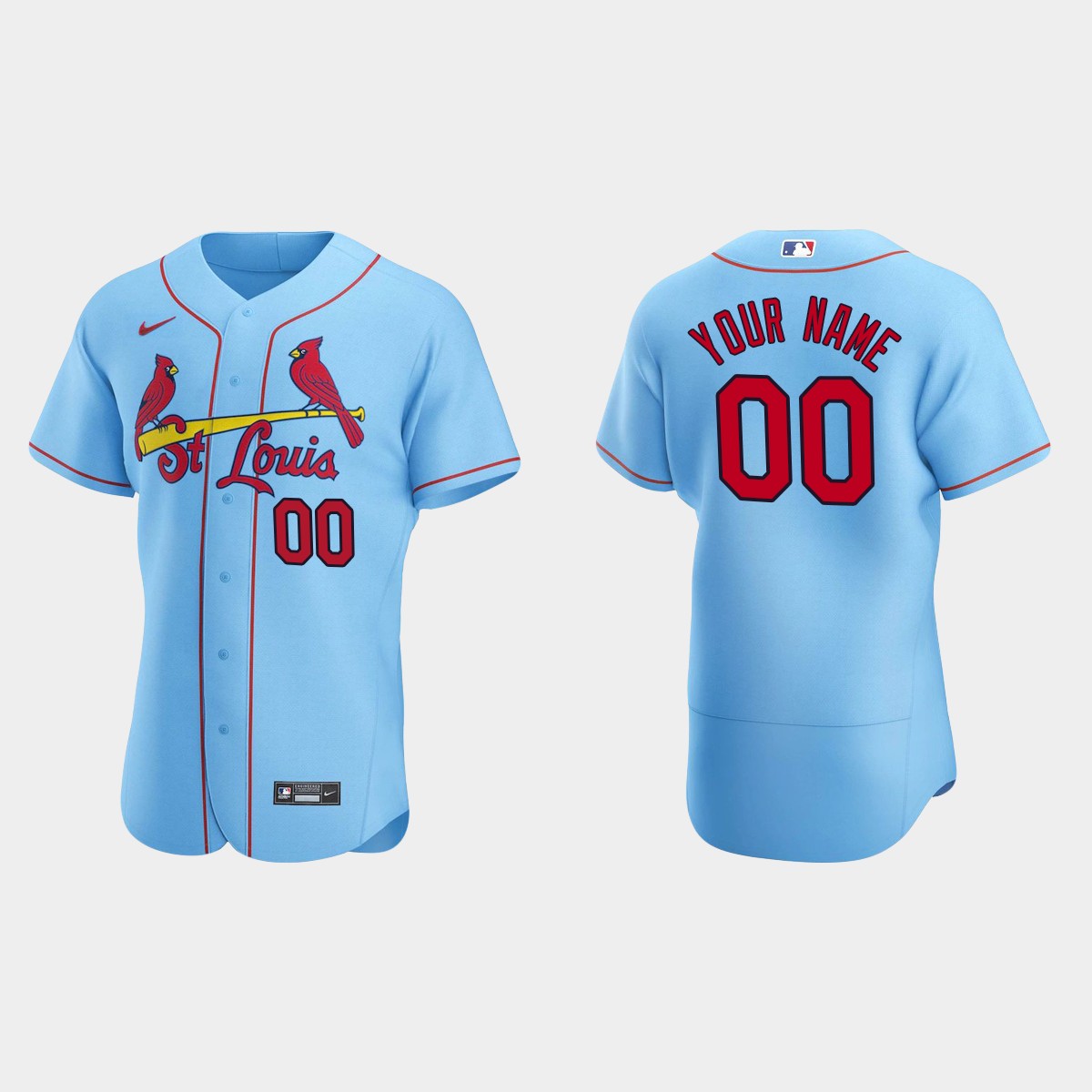 Men's St. Louis Cardinals Light Blue 2020 Alternate Custom Jersey