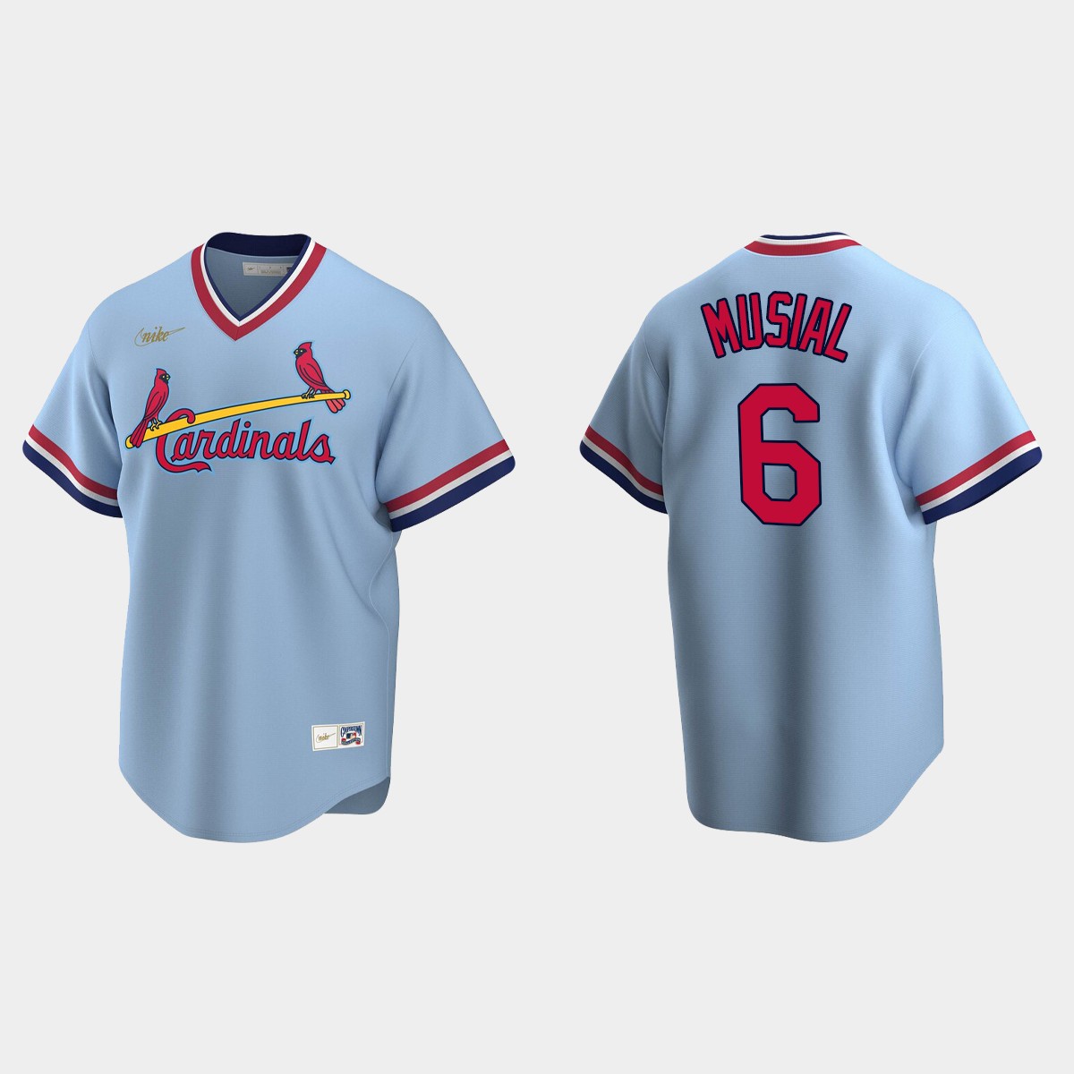 Men's Stan Musial #6 St. Louis Cardinals Cooperstown Collection Road Jersey - Light Blue