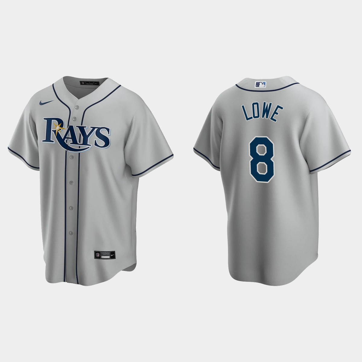 Men's Tampa Bay Rays #8 Brandon Lowe Gray 2020 Road Jersey