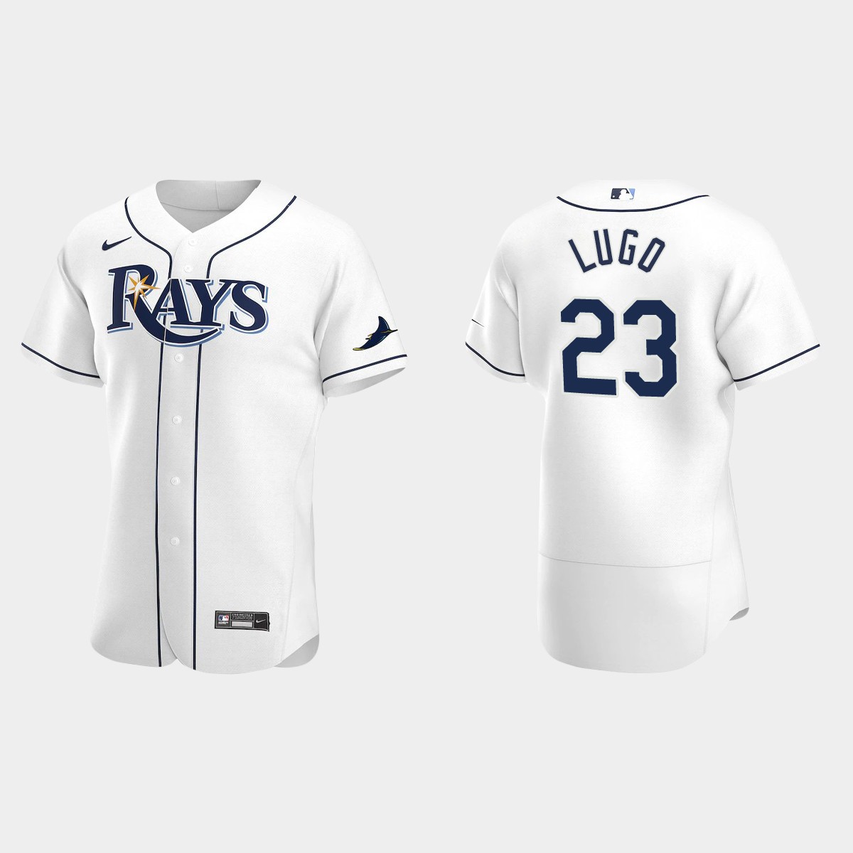 Men's Tampa Bay Rays Julio Lugo White Retired Player Jersey
