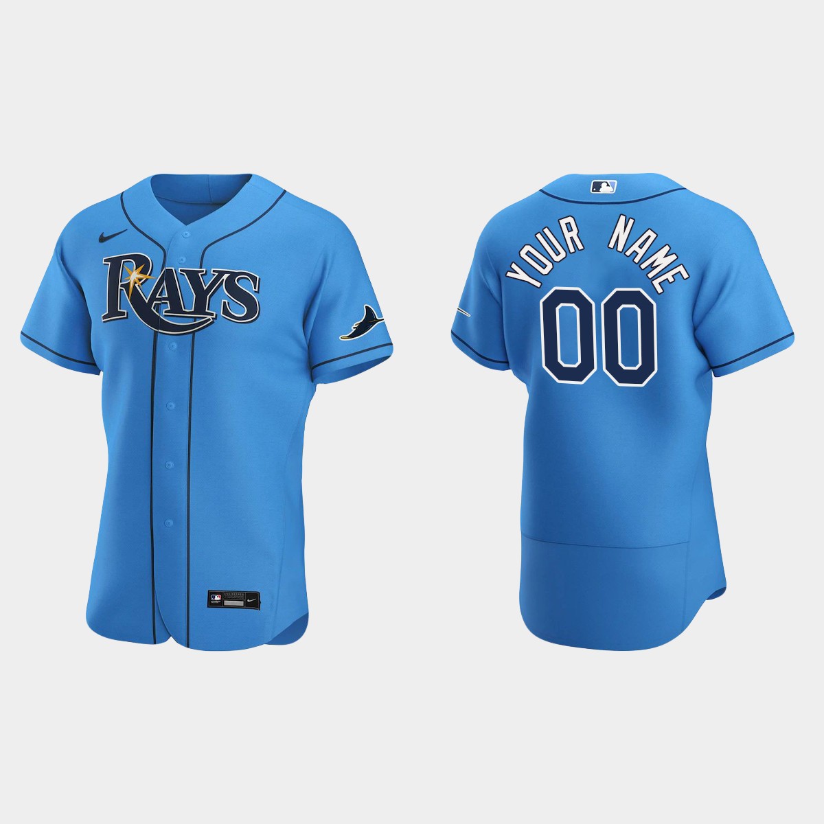 Men's Tampa Bay Rays Light Blue 2020 Alternate Custom Jersey